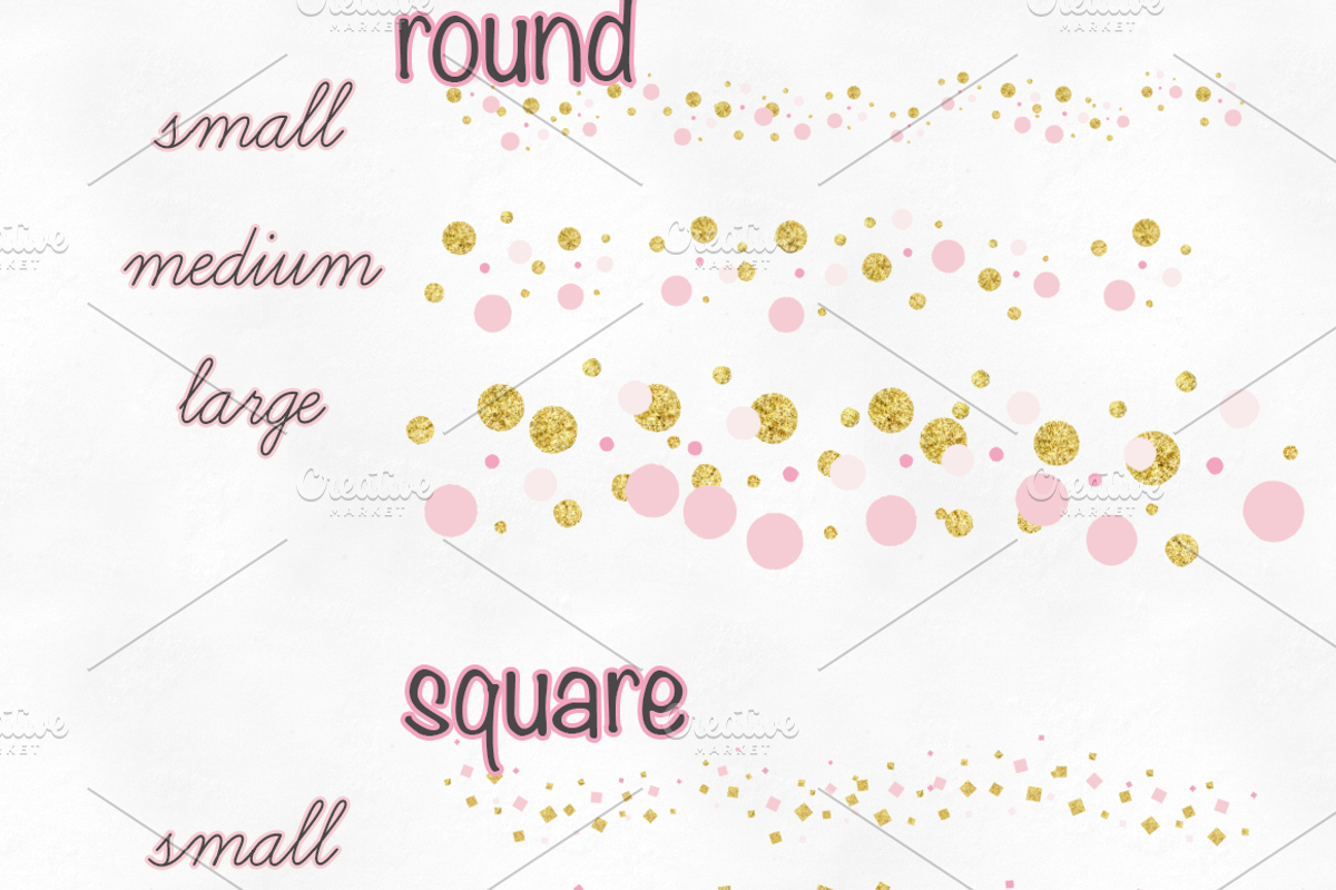 pink & gold confetti scatter brushes preview 2