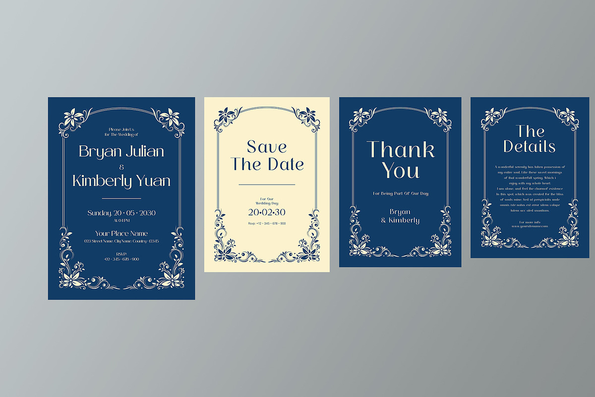 Blue Modern Minimal Wedding Suite, a Card Template by Neermana (Photo 2 of 4)