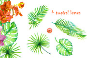 Exotic flowers watercolor clipart, an Animal Illustration by Where summer is (Thumbnail 2 of 7)