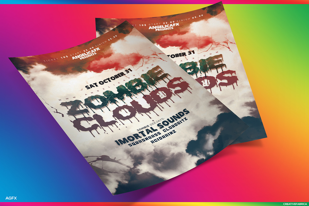 Melting Halloween Zombie Clouds, a Flyer Template by angelicafx (Photo 3 of 3)