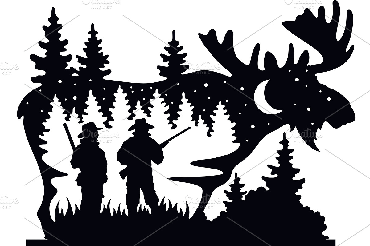 Moose - Wildlife Stencils - Moose, an Animal Illustration by Digital-Clipart