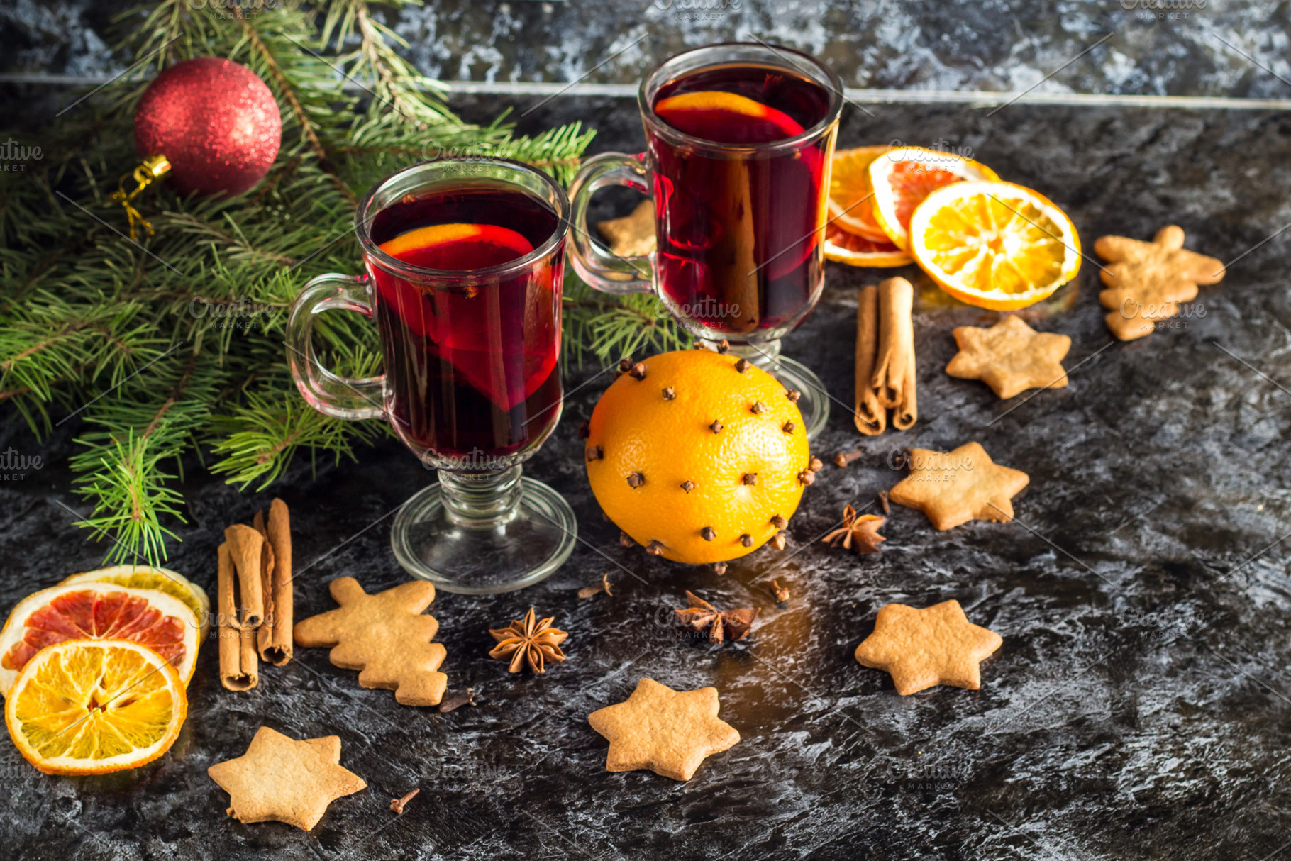 Christmas hot mulled wine containing wine, mulled, and orange, a Holiday Photo by dashtik