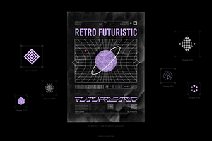 150 Retro-Futuristic Textured Shapes