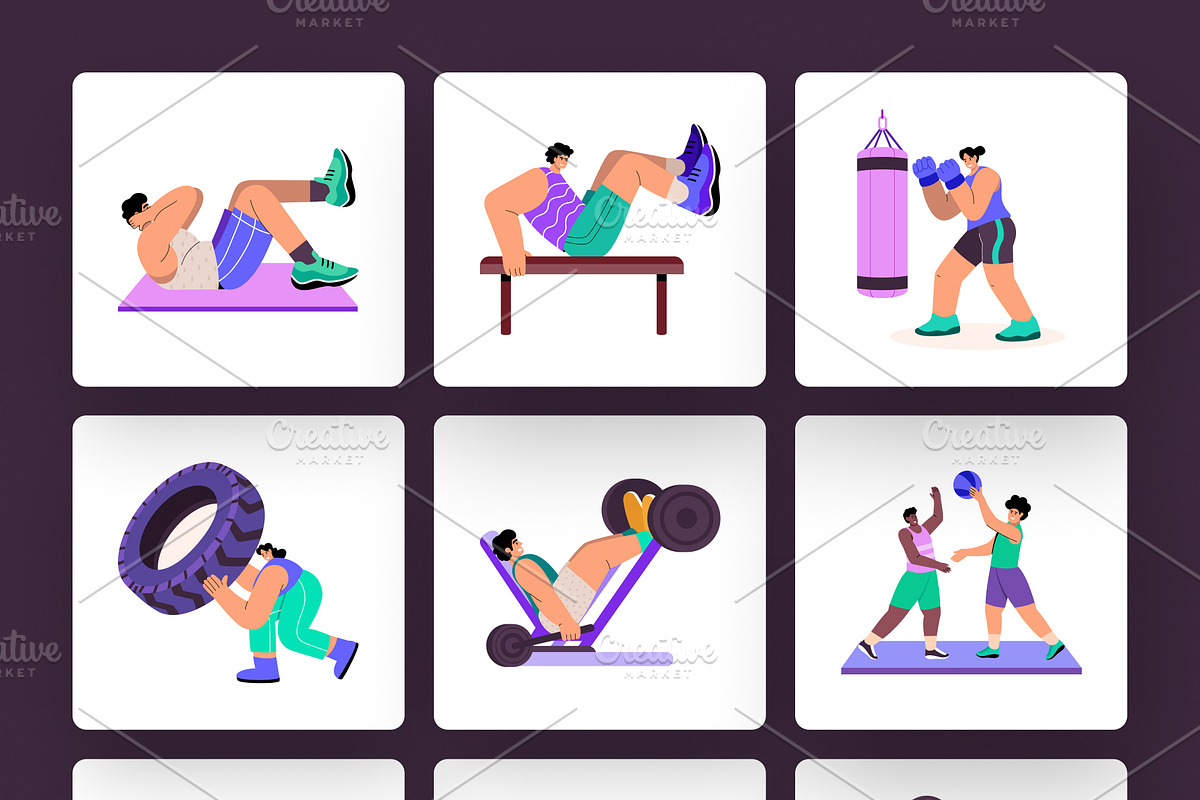 Exercise Illustration Set, a Healthcare Illustration by Brickclay (Photo 8 of 9)