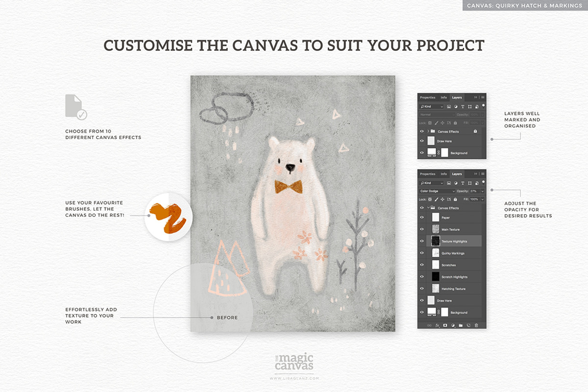 Magic Canvas Photoshop textures, a Layer Style Add-On by Lisa Glanz (Photo 7 of 13)