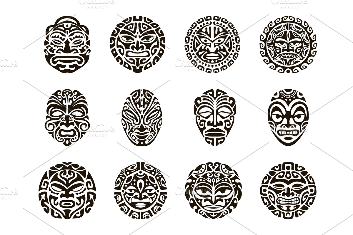 Maori mask. Polynesian tribal ritual, an Object Illustration by Stock-Smart-Start