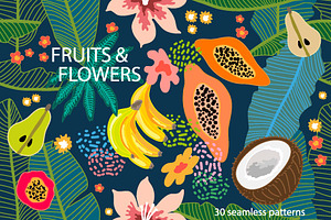 Fruits and Frowers Patterns' Set