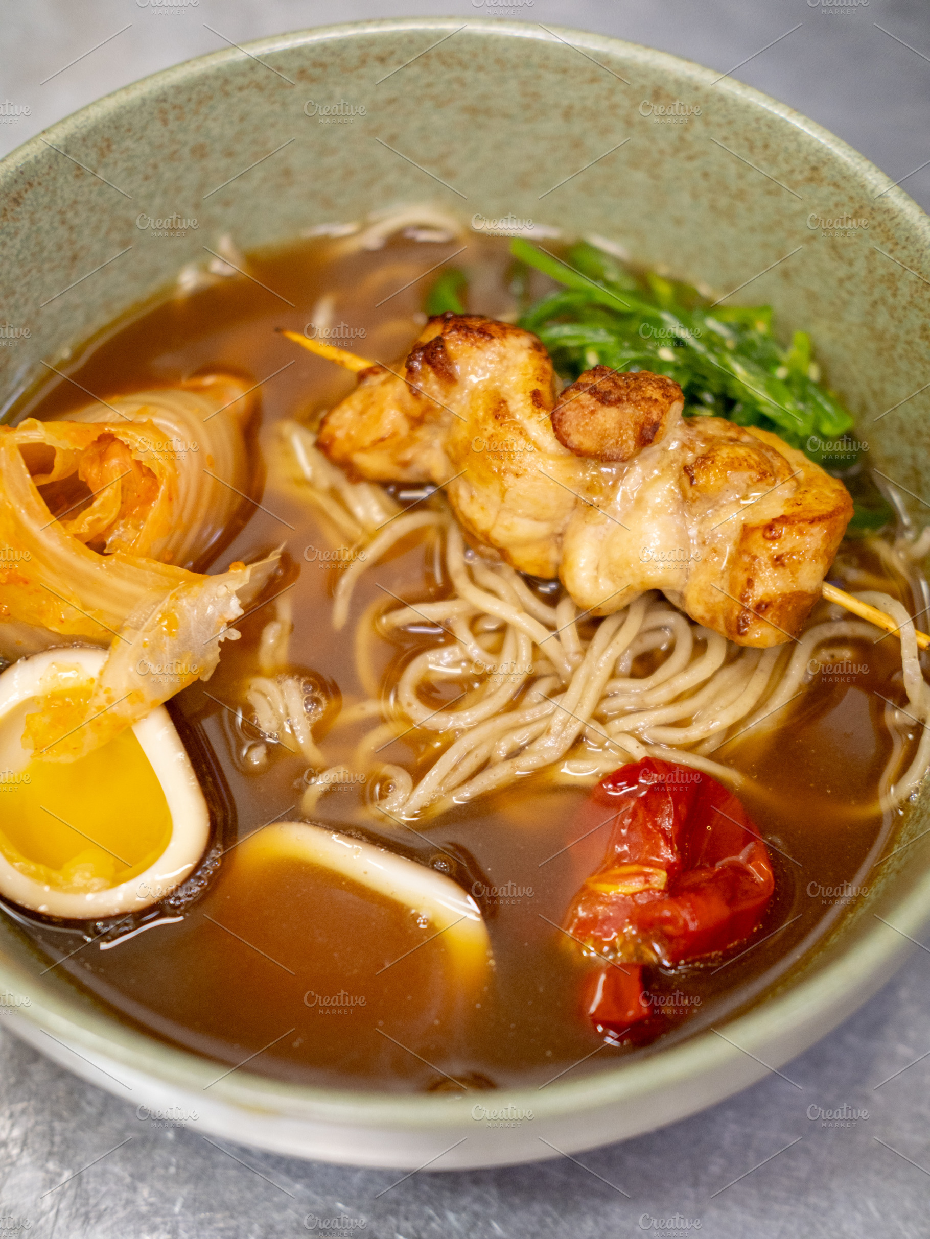Chicken ramen traditional oriental meal egg spicy, a Food & Drink Photo by Photo Drive Studio