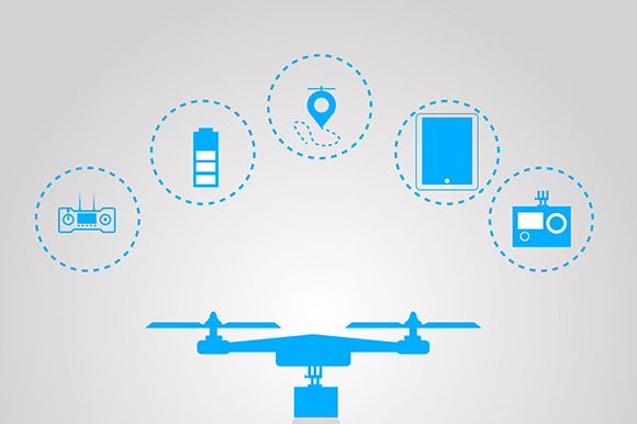 Quadrocopter accessory vector icons preview 2