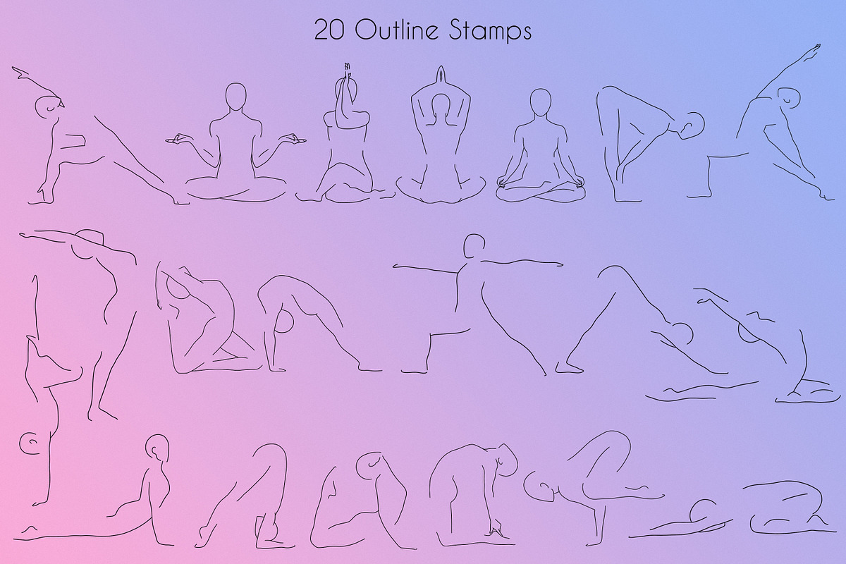 Yoga Body Poses Stamps for Procreate, a Brush Add-On by SmuffizStudio (Photo 3 of 4)