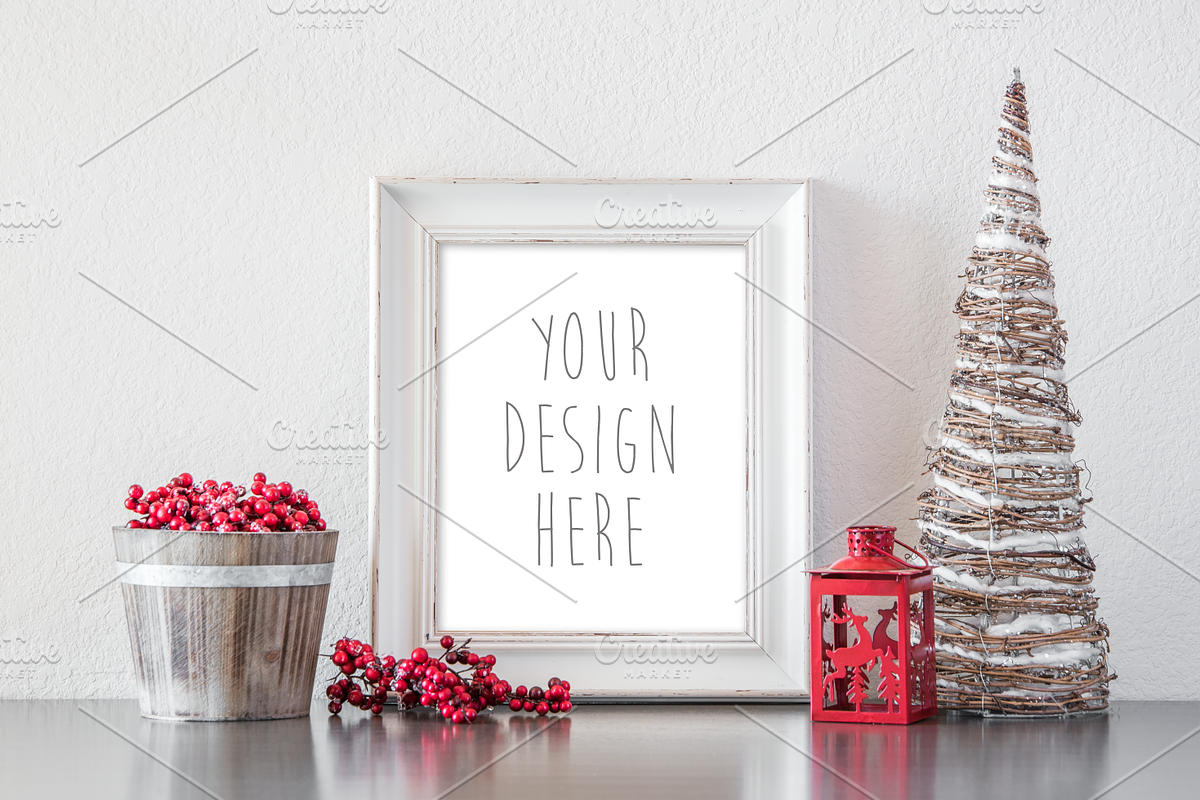 Frame Mockup Christmas Theme, a Print Template by daltonaiken
