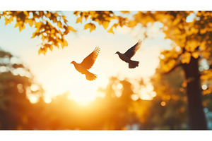 Two Birds Flying Through Autumnal, a Nature Photo by Lermont51