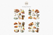 Watercolor French Breakfast Clipart, a Decorative Illustration by ThaismotaCreativeCo (Thumbnail 5 of 12)