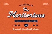 Meritorious Script, a Script Font by Wacaksara Co. (Thumbnail 1 of 8)