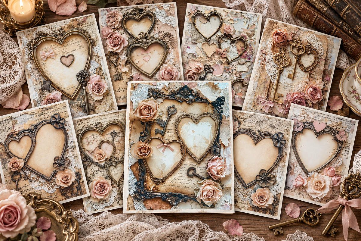 Victorian Rose & Key Romance Lace, a Background Graphic by Printable Treasure (Photo 3 of 3)