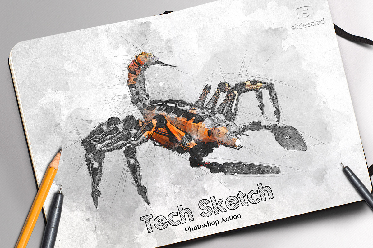 Tech Sketch Art Photoshop Action, an Action Add-On by SlideSalad (Photo 1 of 49)