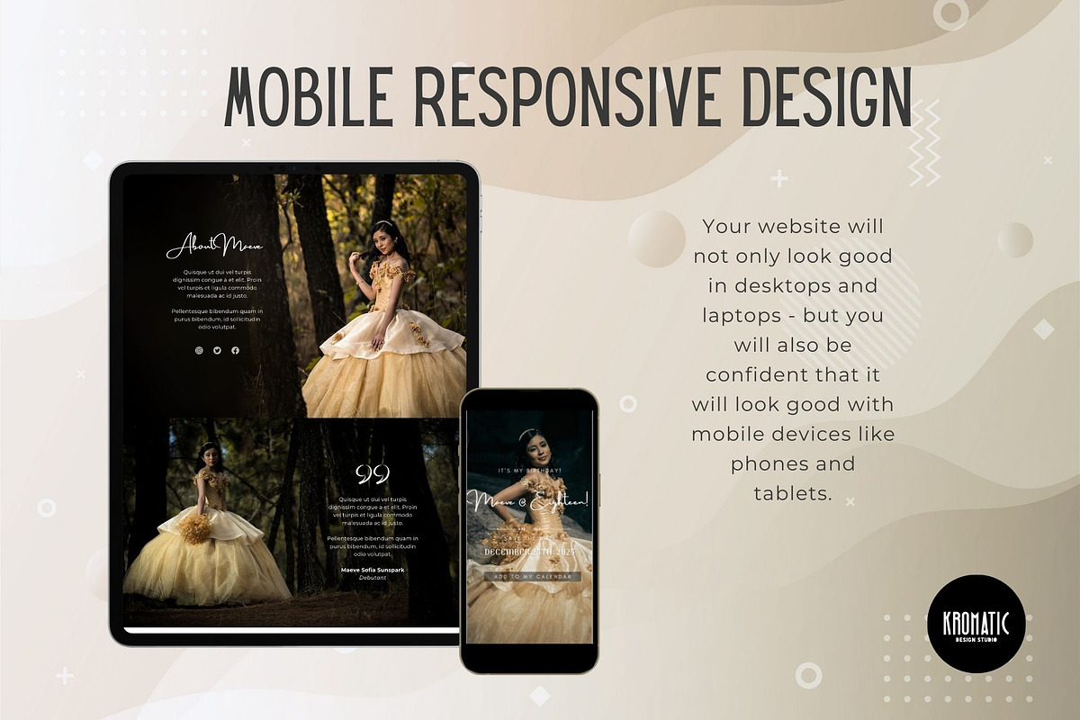 Debutant Birthday Canva Landing Page, a Landing Page Template by Kromatic Design Studio (Photo 10 of 20)