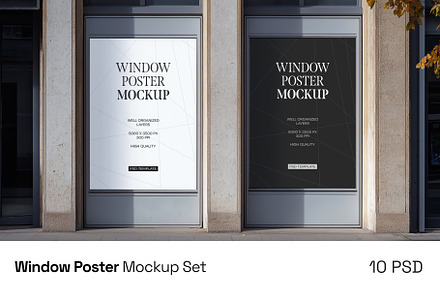 Window Poster Mockup Set, an Advertising Mockup by Deeplab