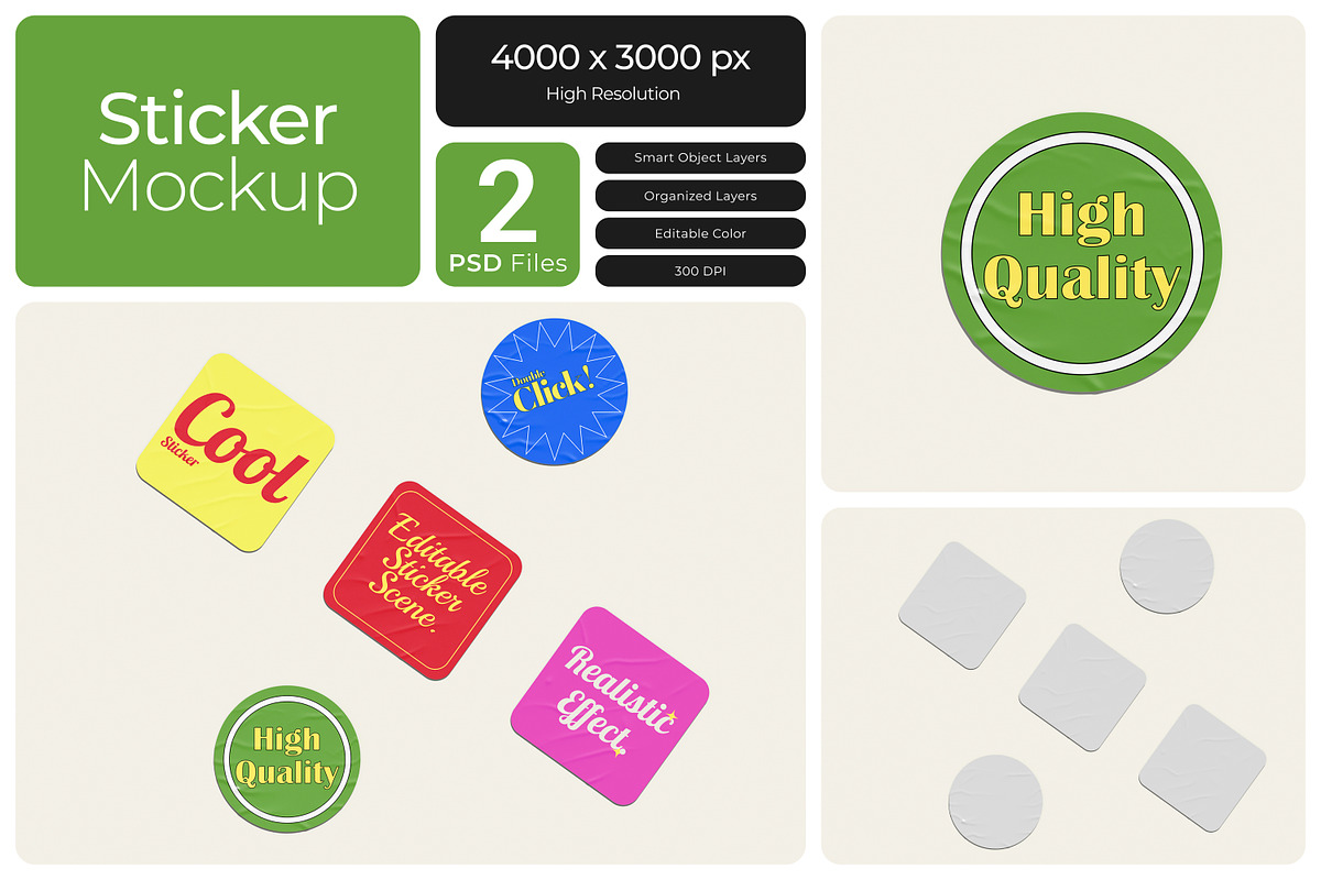 Sticker Mockup, a Merchandise Mockup by Bartama Graphic (Photo 1 of 4)