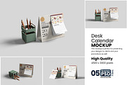 Realistic Desk Calendar Mockup, an Advertising Mockup by bimockup (Thumbnail 1 of 6)