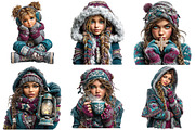Cosy Winter girl Clipart Bundle, an Illustration by Craft Nest (Thumbnail 10 of 10)