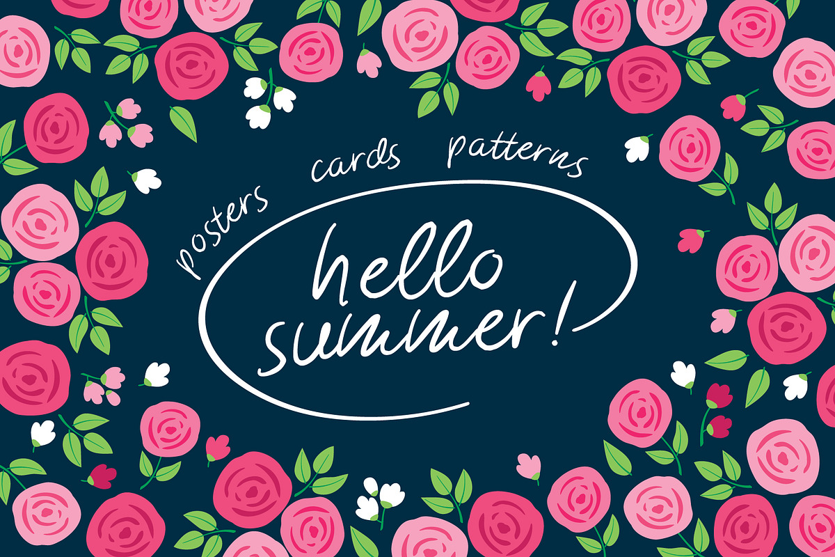 Summer flowers, a Decorative Illustration by Tkoko vectors & patterns (Photo 1 of 5)