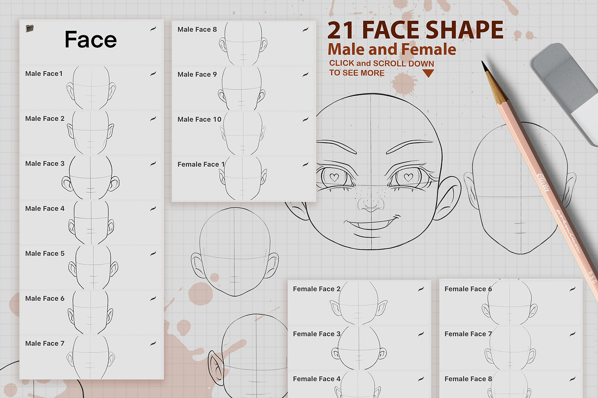 PROCREATE CARTOON PORTRAIT TOOLKIT, a Brush Add-On by AlexandraArt (Photo 3 of 9)