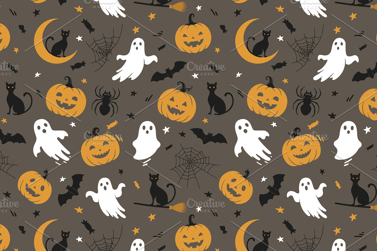 Spooky Halloween seamless pattern, a Pattern Graphic by Yayasya (Photo 1 of 3)