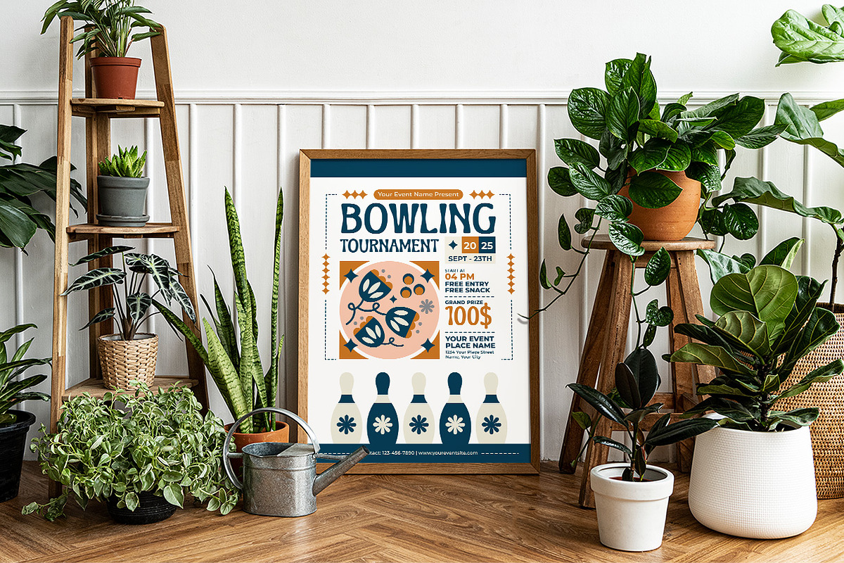 Folk Art Bowling Tournament Flyer, a Flyer Template by Hole Hope Design (Photo 2 of 5)