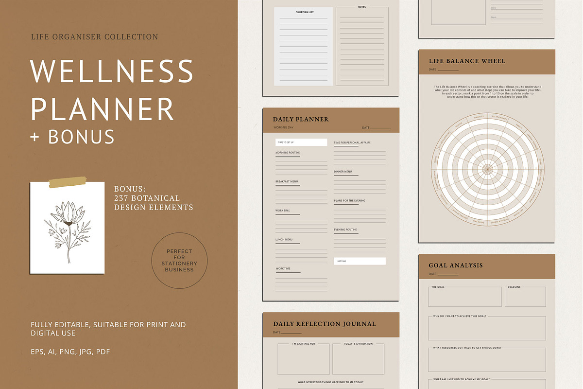 Wellness Planner, a Stationery Template by Anatartan Design (Photo 1 of 13)