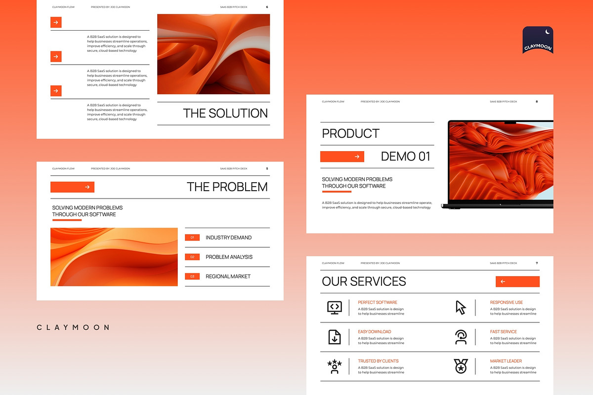 White Orange Modern Pitch Deck, a Presentation Template by Claymoon Lab (Photo 4 of 7)