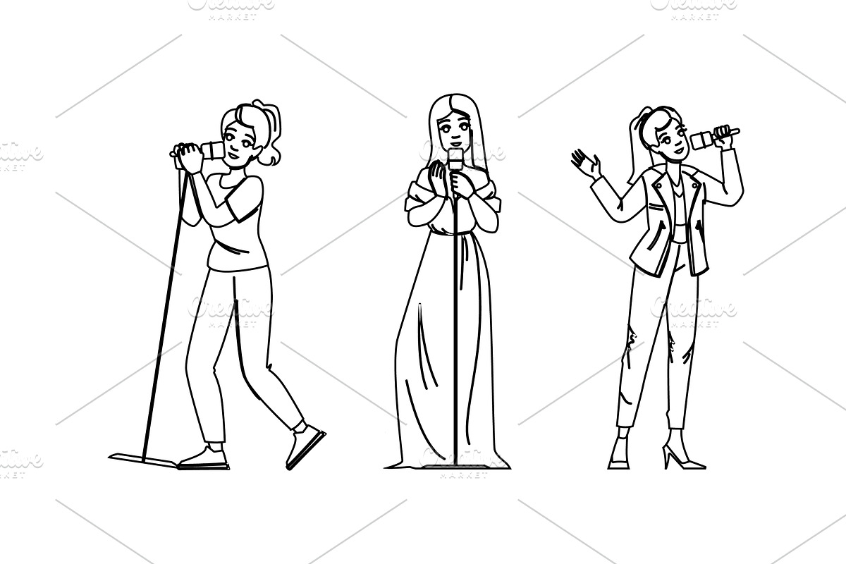 sing singer woman vector, a Person Illustration by pikepicture
