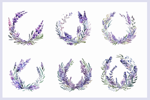 Watercolor Lavender Clipart.