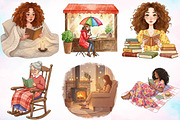 Watercolor Woman Reading Clipart PNG, an Illustration by Canvas Craft (Thumbnail 3 of 5)