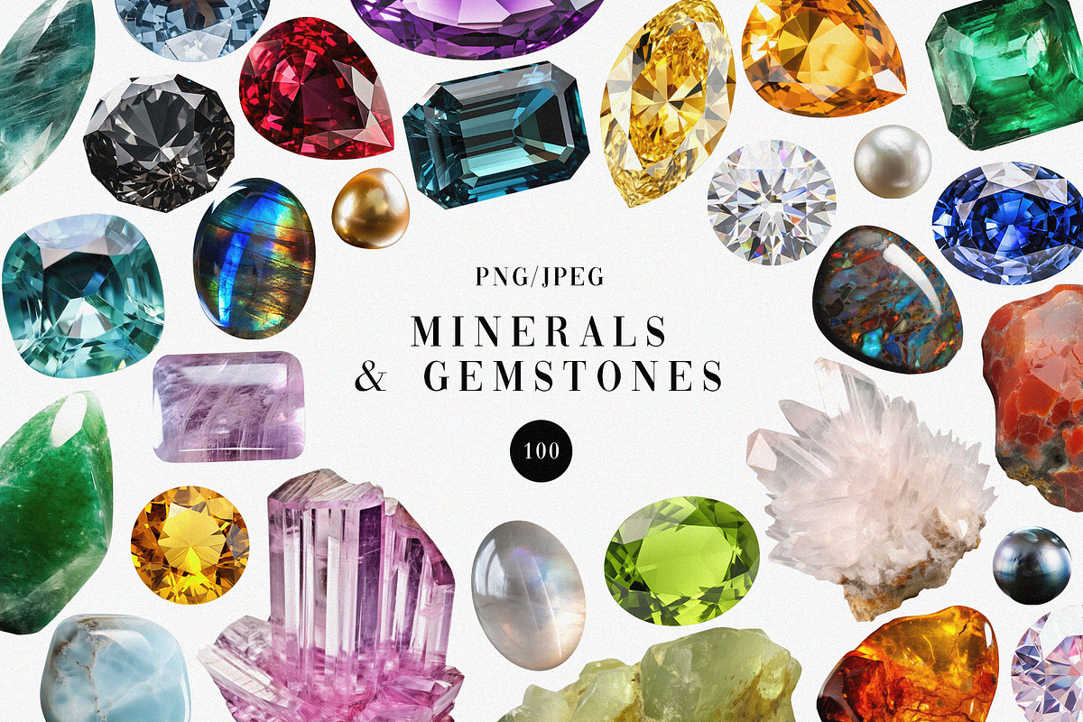 Minerals & Gemstones Collage Kit, an Object Graphic by Kaleriia (Photo 1 of 10)