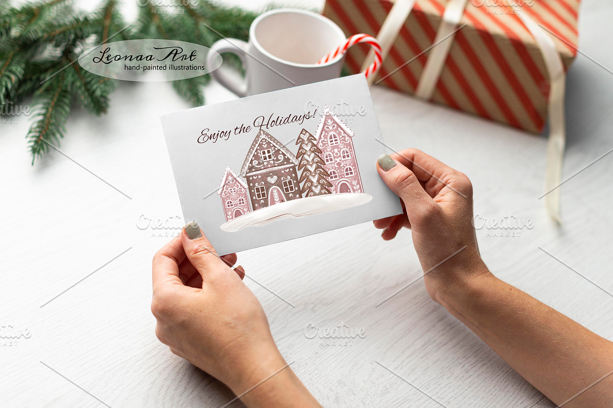 Christmas Gingerbread Clip Art, a Seasonal Illustration by Leonaa art (Photo 4 of 9)