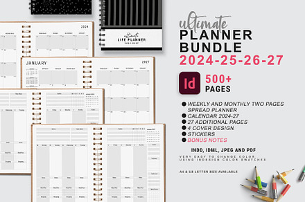 Ultimate Planner Bundle Pack 2024-27, a Stationery Template by MNT-Creator