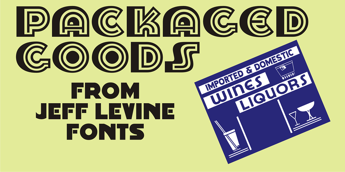 Packaged Goods JNL, a Font by Jeff Levine Fonts