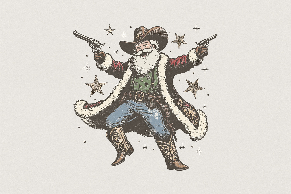 Cowboy Santa PNG, Western Christmas, an Illustration by SharpMarketplace (Photo 1 of 3)