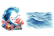 Ocean Waves Watercolor Bundle, an Illustration by Pixels.Craft (Thumbnail 7 of 8)