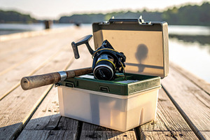 Fishing Gear on a Lakeside Dock, a Sports & Recreation Photo by Davizro's Market