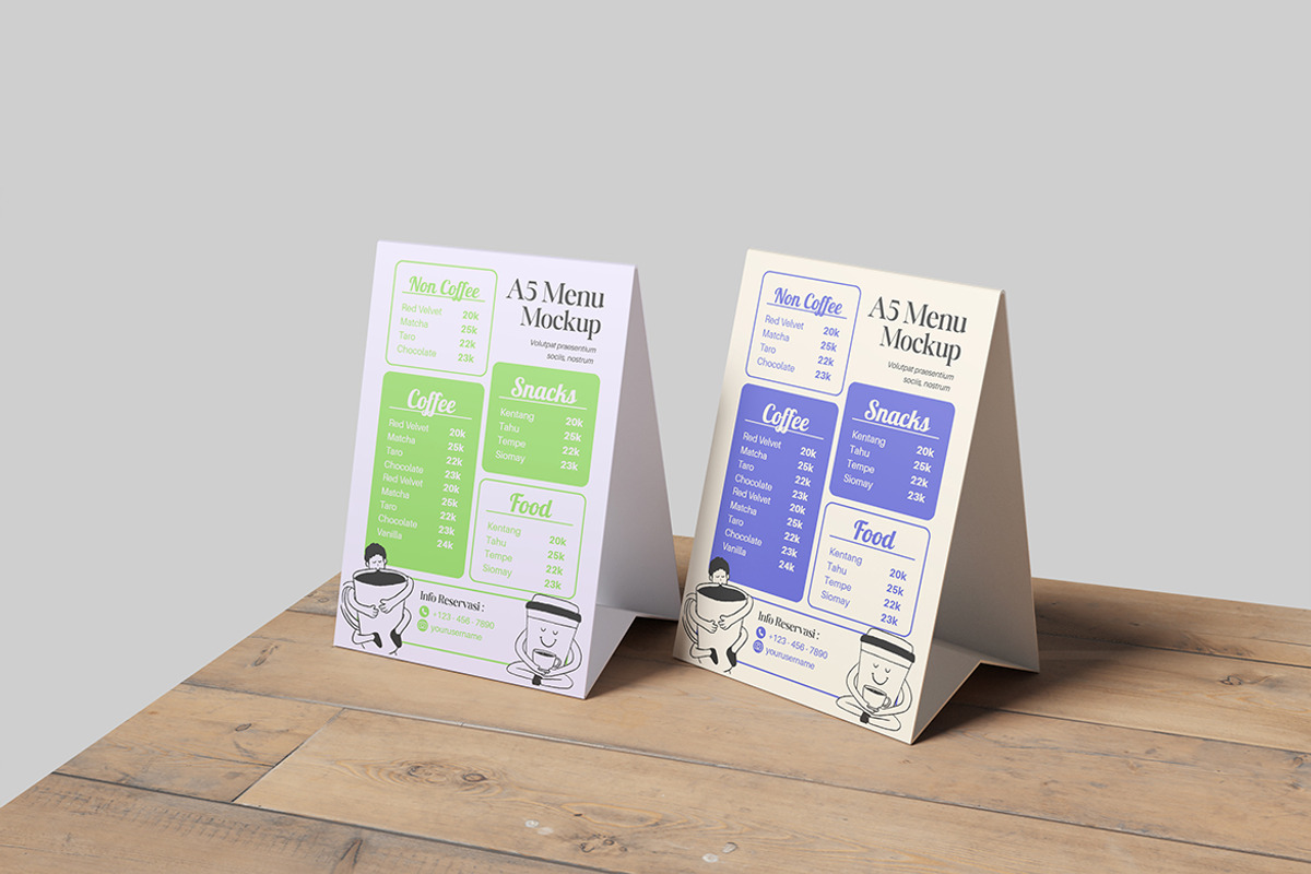 Standing Menu Mockup, an Advertising Mockup by ianmikraz (Photo 2 of 5)