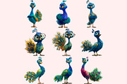 Peacock Clipart PNG Bundle, a Graphic by M9 Design (Thumbnail 6 of 9)