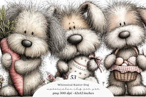 Whimsical easter dog clipart, an Illustration by SinaCreation