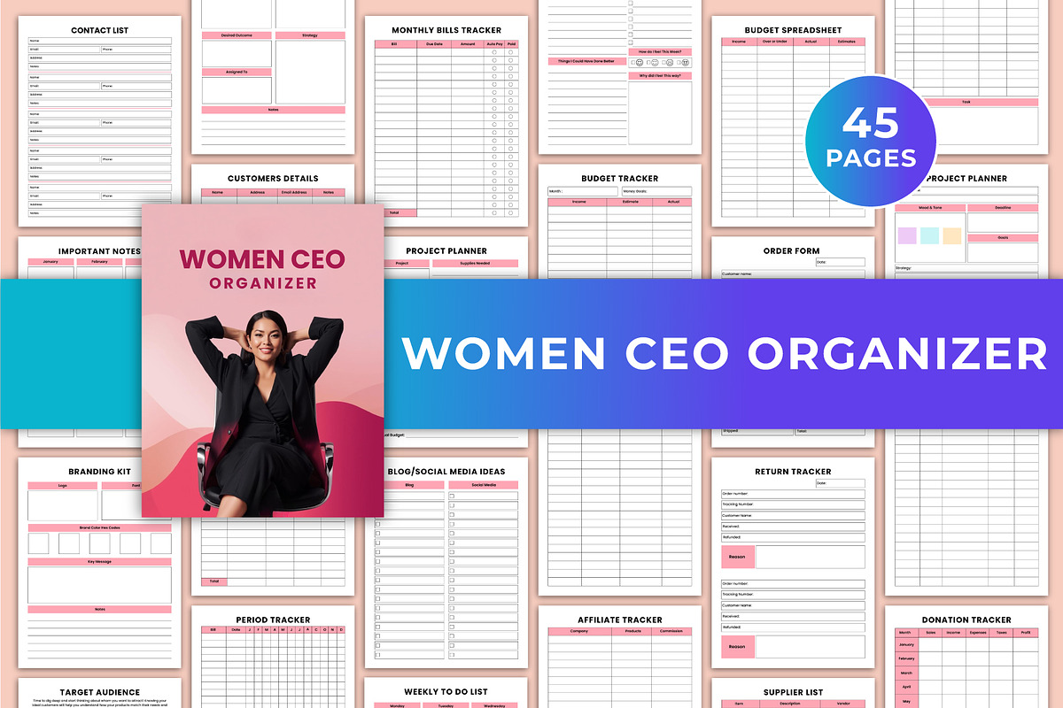 Women CEO Organizer Canva Kdp, a Stationery Template by Mustafiz (Photo 1 of 5)
