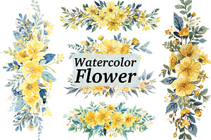 Sunny Yellow Floral Set, an Illustration by Designs_River