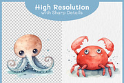 Cute Ocean Animals Clipart Bundle, an Animal Illustration by Digital Dreamscaping (Thumbnail 4 of 4)