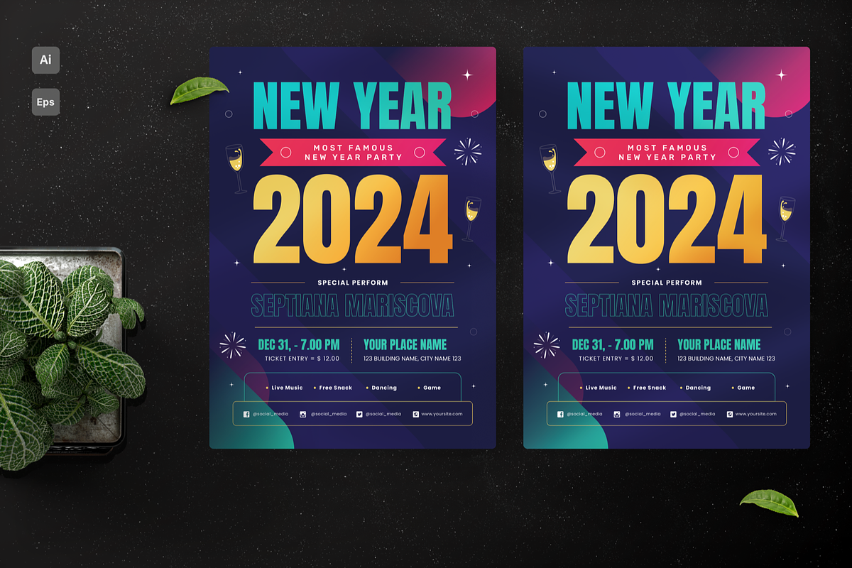 New Year Night Party Flyer, a Flyer Template by Annora Studio (Photo 2 of 4)