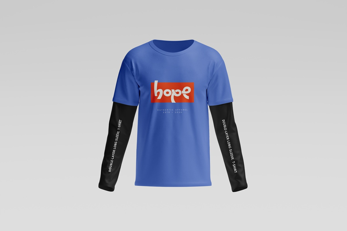 Double Layer Long Sleeve T-shirt, a Shirt Mockup by Momogi (Photo 2 of 8)