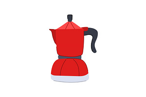 Italian Moka Pot Coffee Cartoon